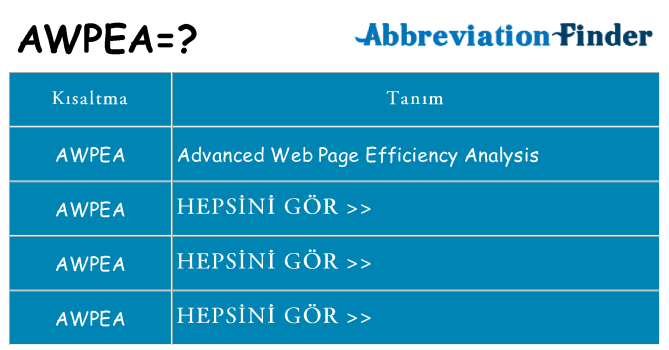 awpea ne anlama geliyor