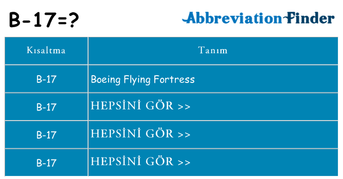 b-17 ne anlama geliyor