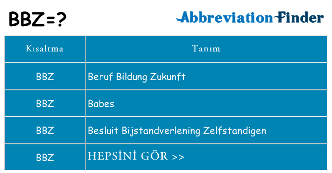bbz ne anlama geliyor