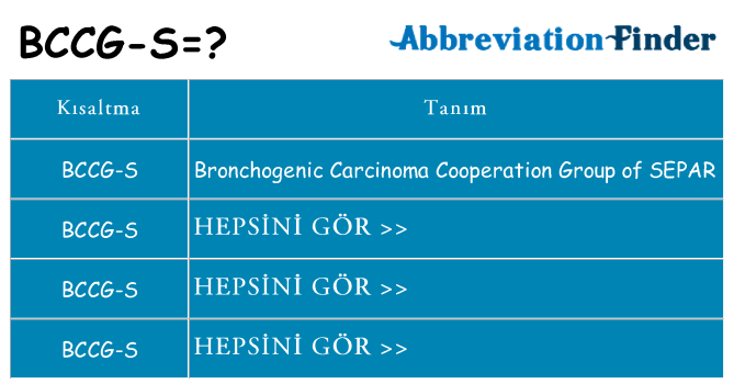 bccg-s ne anlama geliyor