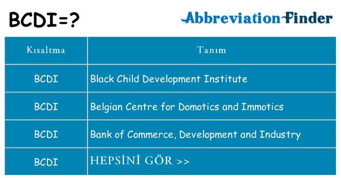 bcdi ne anlama geliyor