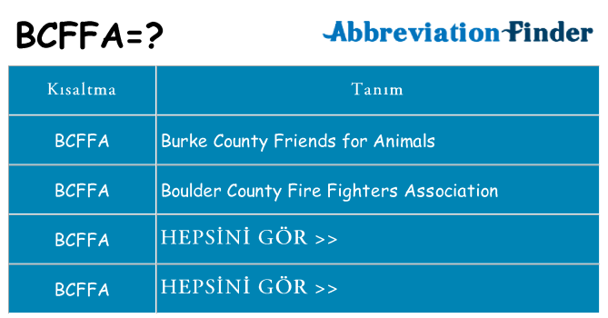 bcffa ne anlama geliyor