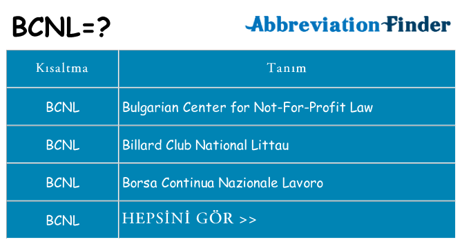 bcnl ne anlama geliyor