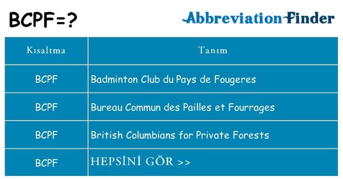 bcpf ne anlama geliyor