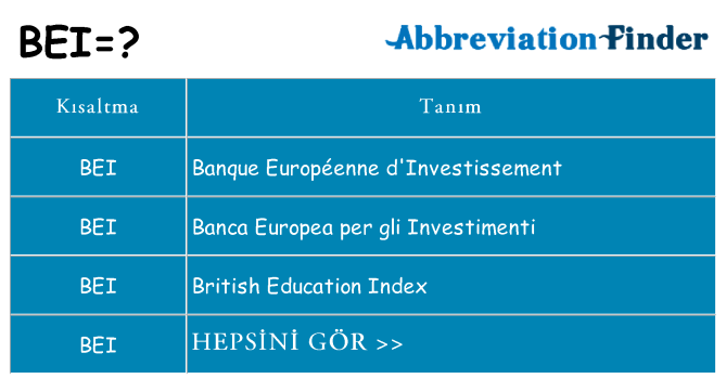 bei ne anlama geliyor