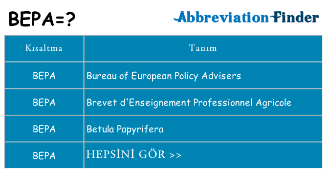 bepa ne anlama geliyor