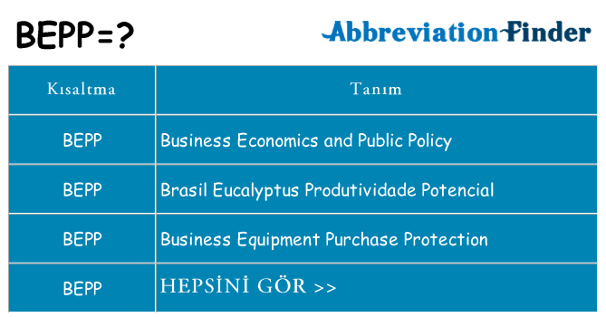 bepp ne anlama geliyor