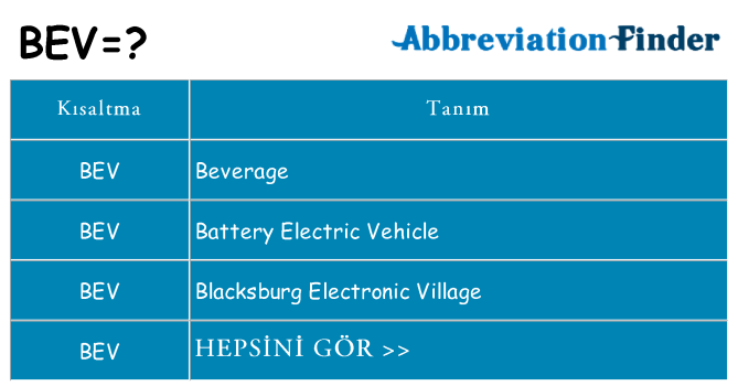 bev ne anlama geliyor