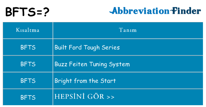 bfts ne anlama geliyor