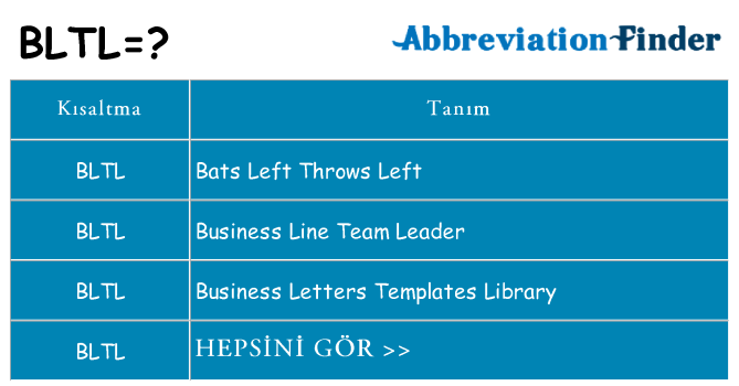 bltl ne anlama geliyor