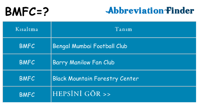 bmfc ne anlama geliyor