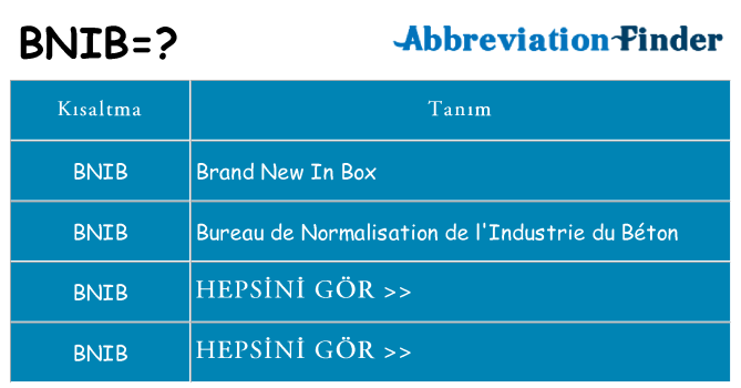 bnib ne anlama geliyor