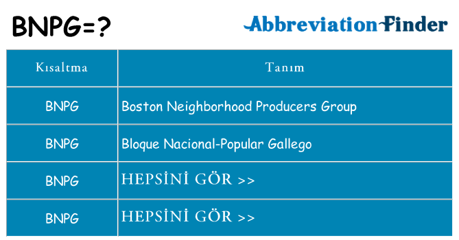 bnpg ne anlama geliyor