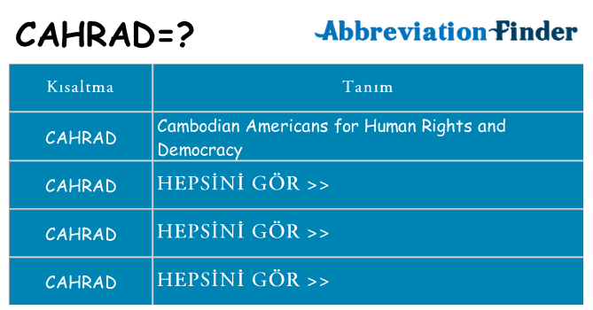cahrad ne anlama geliyor