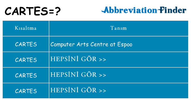 cartes ne anlama geliyor