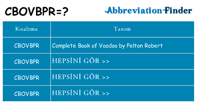 cbovbpr ne anlama geliyor