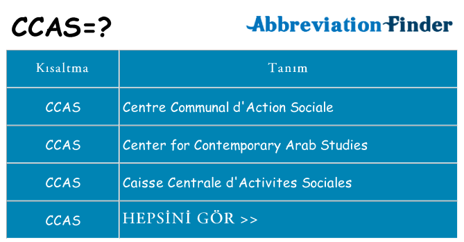 ccas ne anlama geliyor