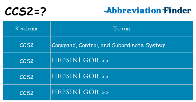 ccs2 ne anlama geliyor