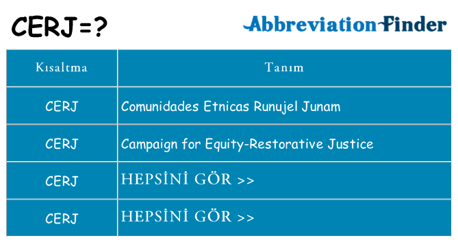 cerj ne anlama geliyor