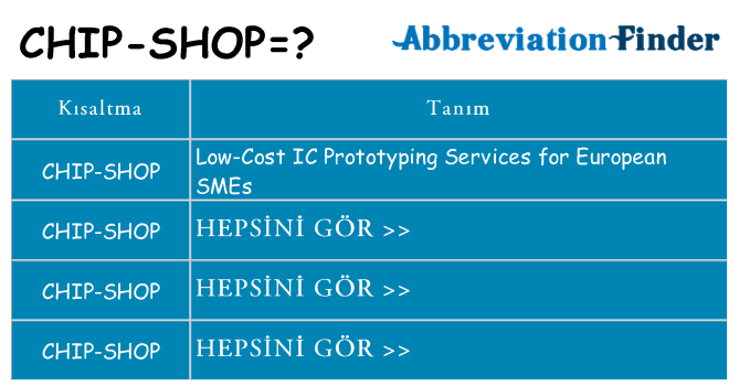 chip-shop ne anlama geliyor