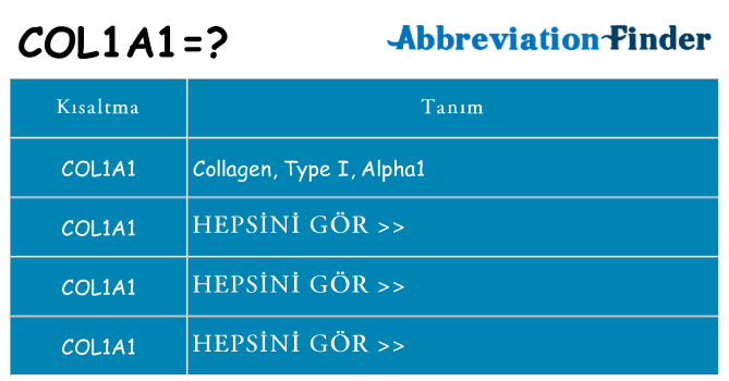 col1a1 ne anlama geliyor