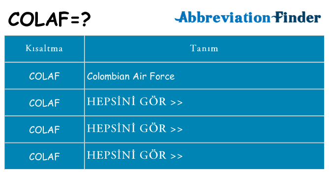 colaf ne anlama geliyor