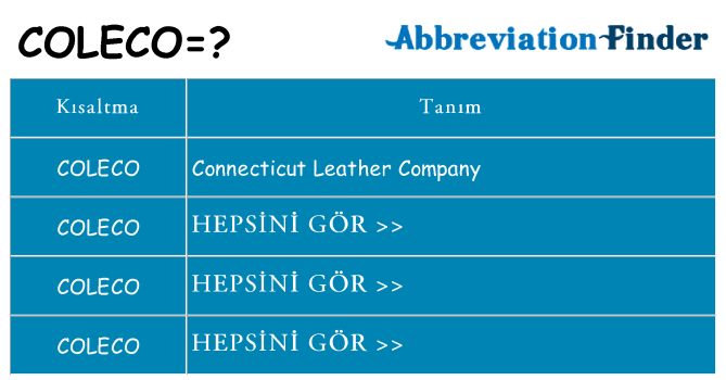 coleco ne anlama geliyor