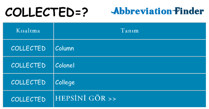 collected ne anlama geliyor
