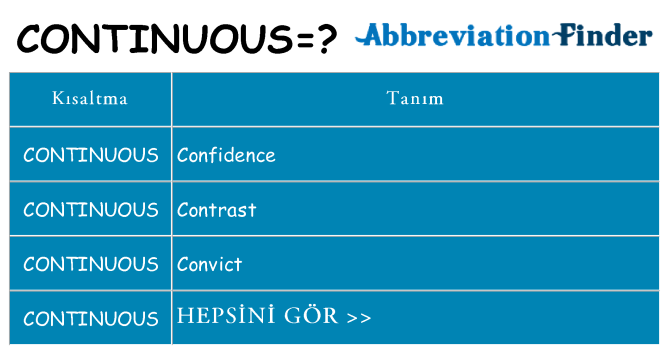 continuous ne anlama geliyor