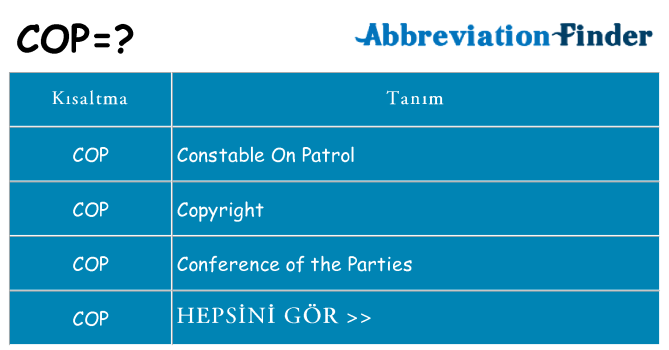 cop ne anlama geliyor