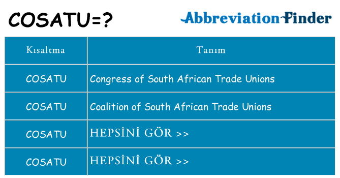 cosatu ne anlama geliyor