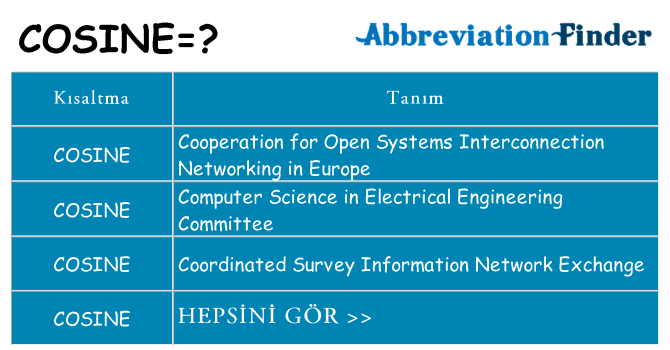 cosine ne anlama geliyor