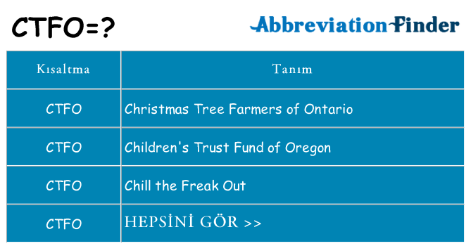 ctfo ne anlama geliyor