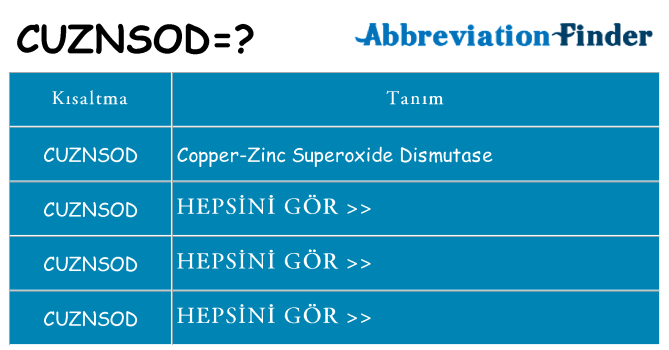 cuznsod ne anlama geliyor
