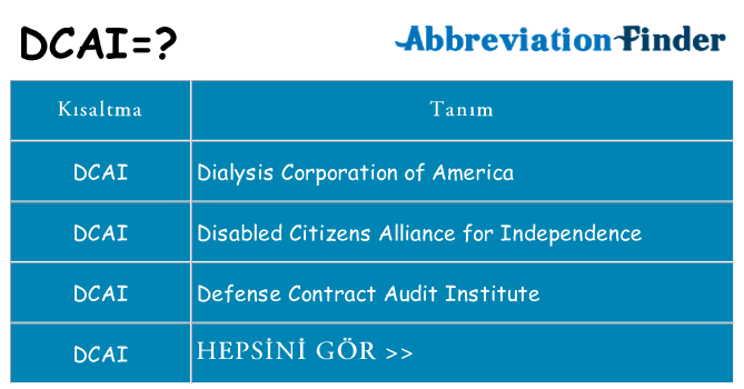 dcai ne anlama geliyor