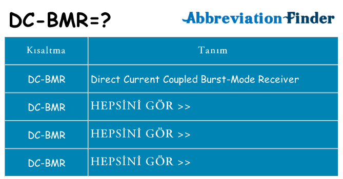 dc-bmr ne anlama geliyor