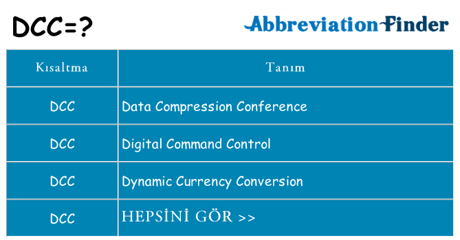 dcc ne anlama geliyor
