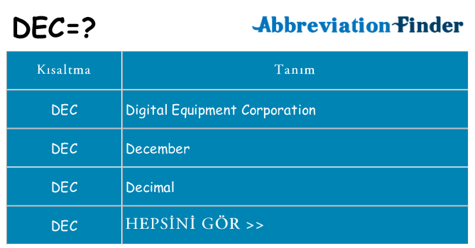 dec ne anlama geliyor
