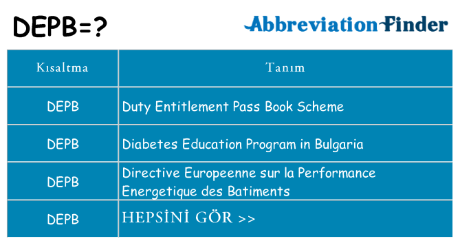 depb ne anlama geliyor