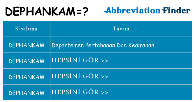 dephankam ne anlama geliyor