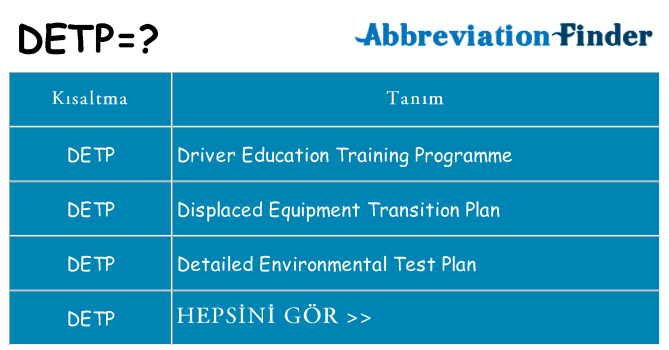 detp ne anlama geliyor