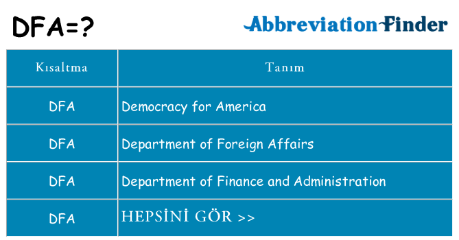 dfa ne anlama geliyor