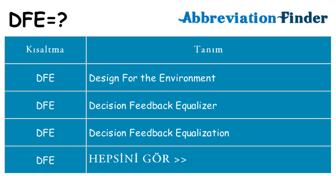 dfe ne anlama geliyor