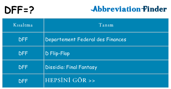 dff ne anlama geliyor