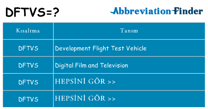 dftvs ne anlama geliyor