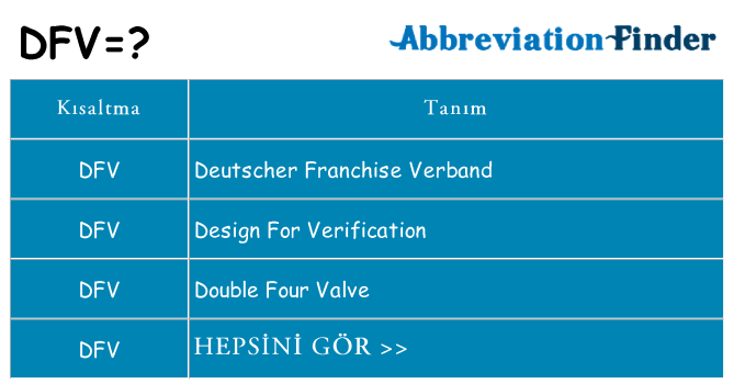 dfv ne anlama geliyor