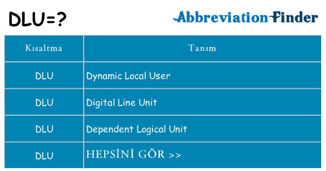 dlu ne anlama geliyor