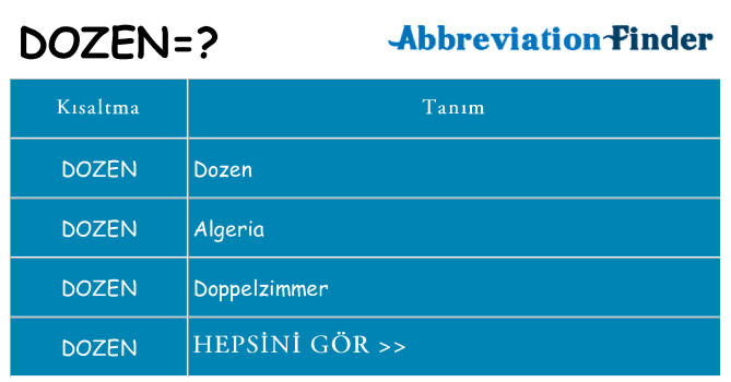dozen ne anlama geliyor