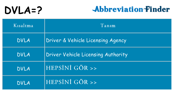 dvla ne anlama geliyor