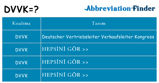 dvvk ne anlama geliyor